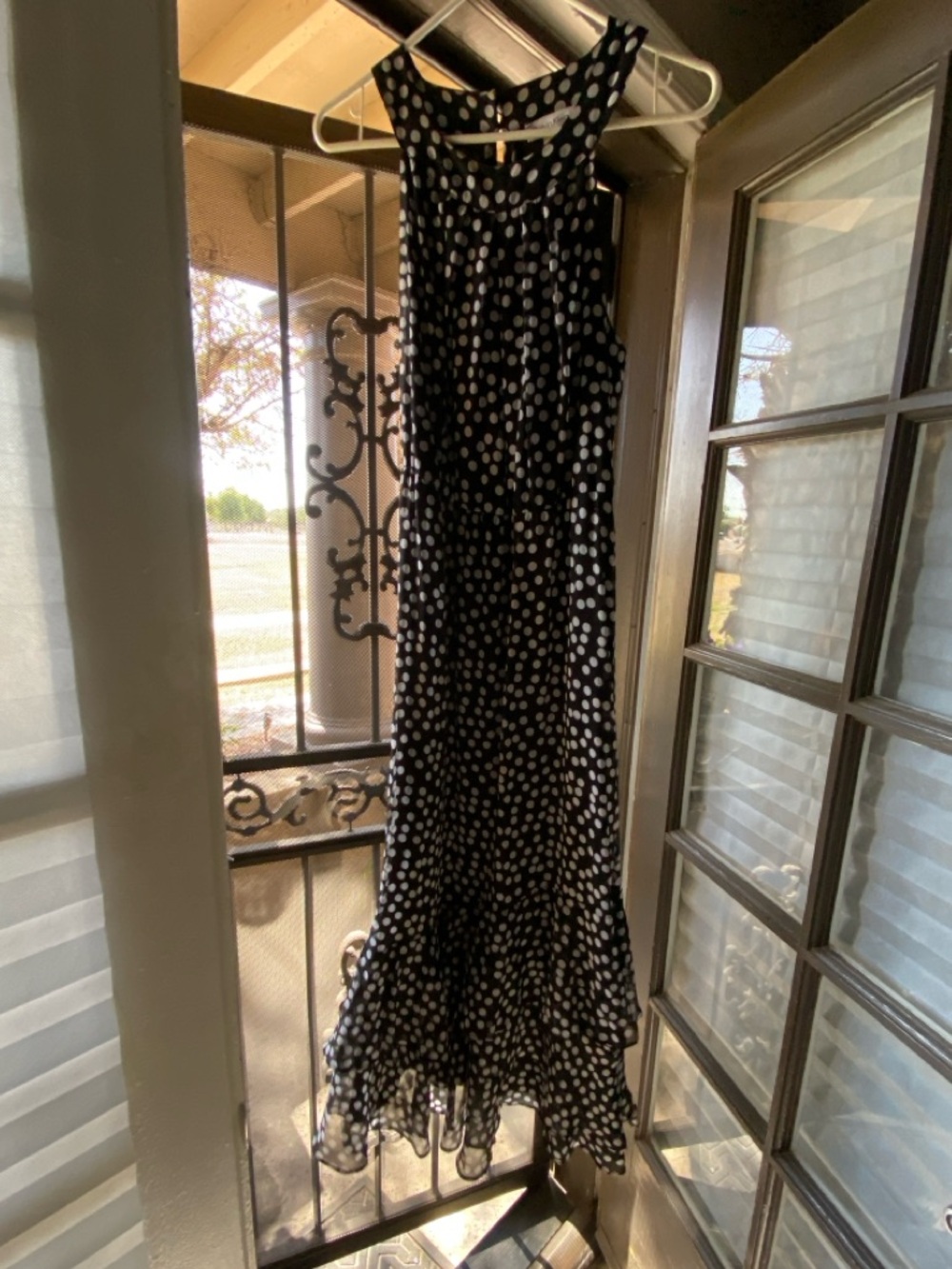 Calvin Klein Black Maxi Dress with White Polka Dots ✨